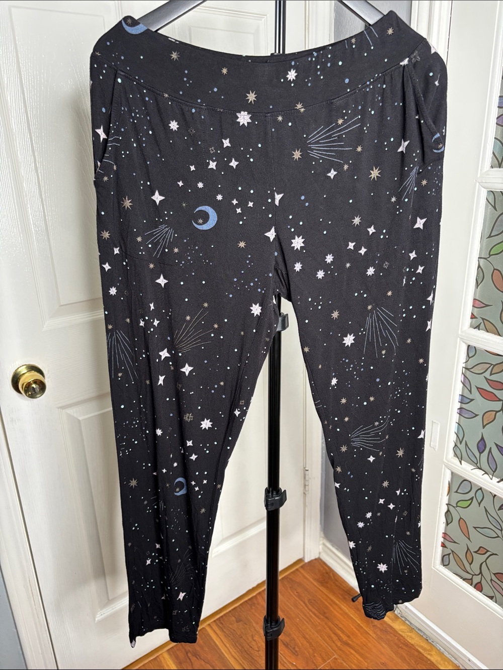 Soma Black Celestial Leggings with Blue & White Accents